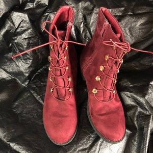 Suede Burgundy Ankle Booties